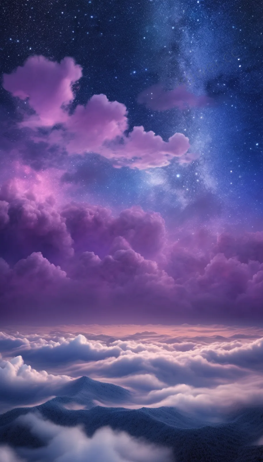 Blue and Purple Galaxy Starry Cloud Sea Phone Wallpaper