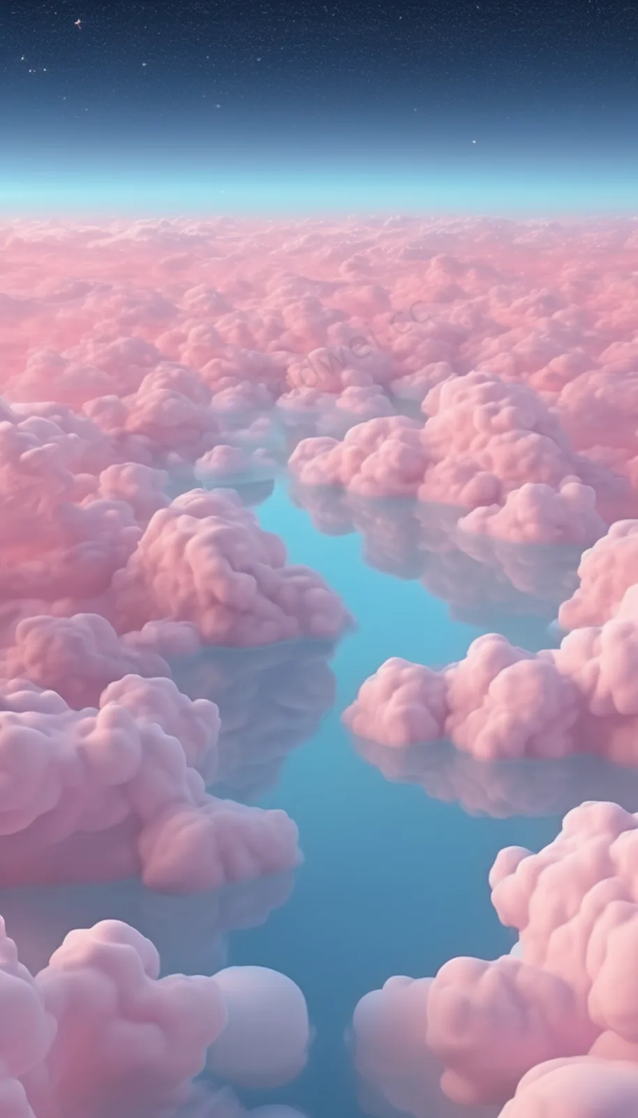 Dawn Pink and Blue Starry Cloud Phone Wallpaper