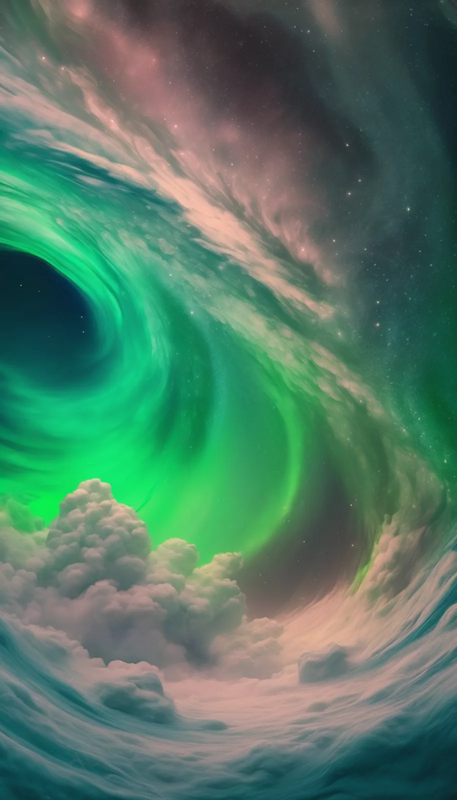 Cyan and Green Glass Refraction Starry Phone Wallpaper