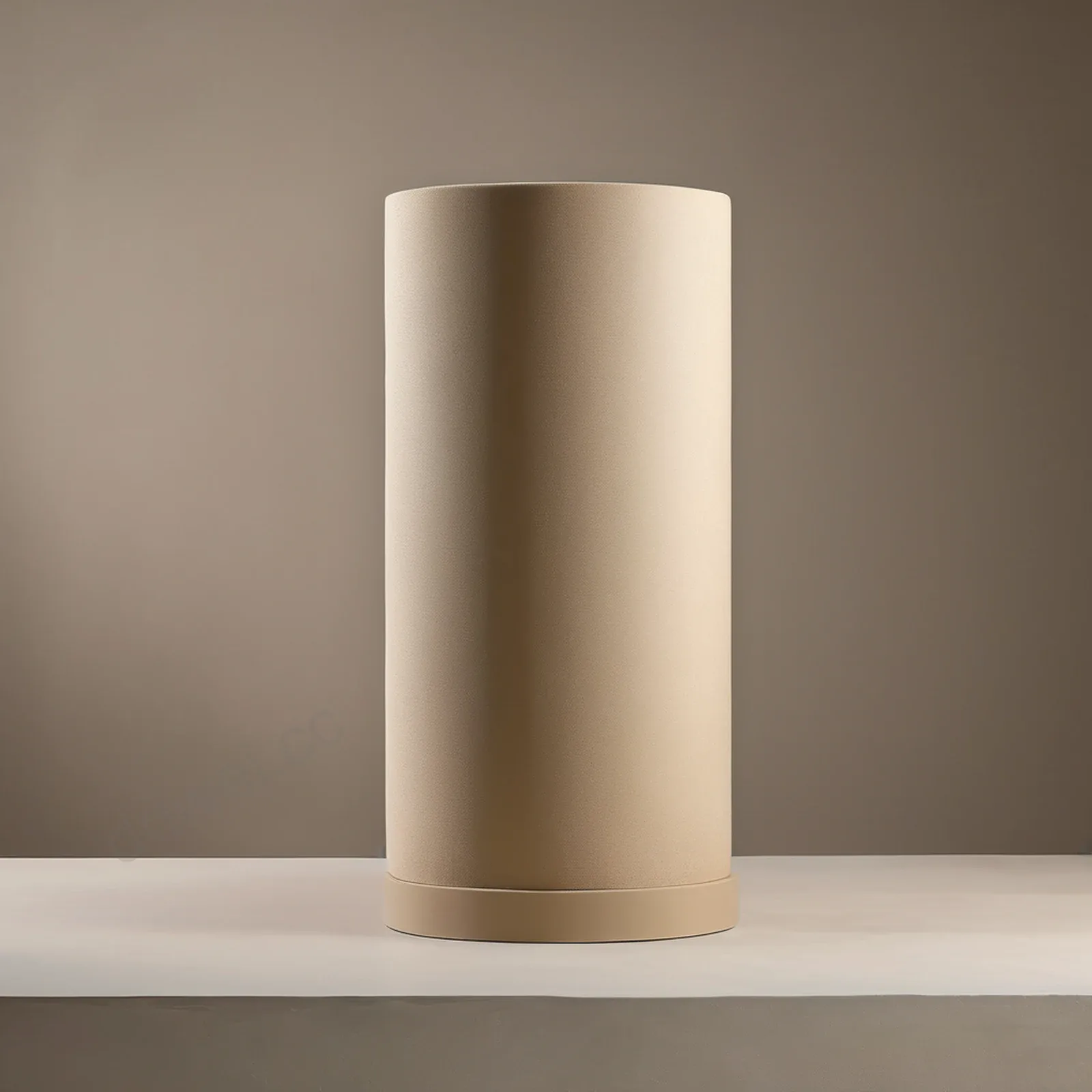 Minimalist Oatmeal Microcement Cylindrical Podium Photography Background