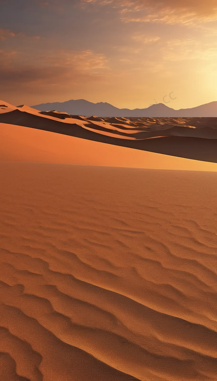 Terracotta Coarse Sand Distant Mountain Silhouette Phone Wallpaper