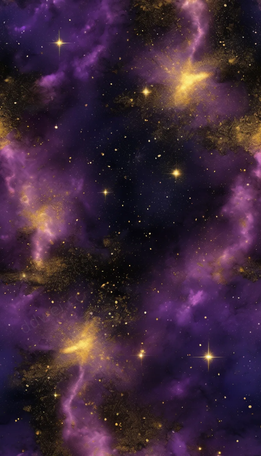 Deep Purple and Dark Gold Foil Texture Galaxy Phone Wallpaper