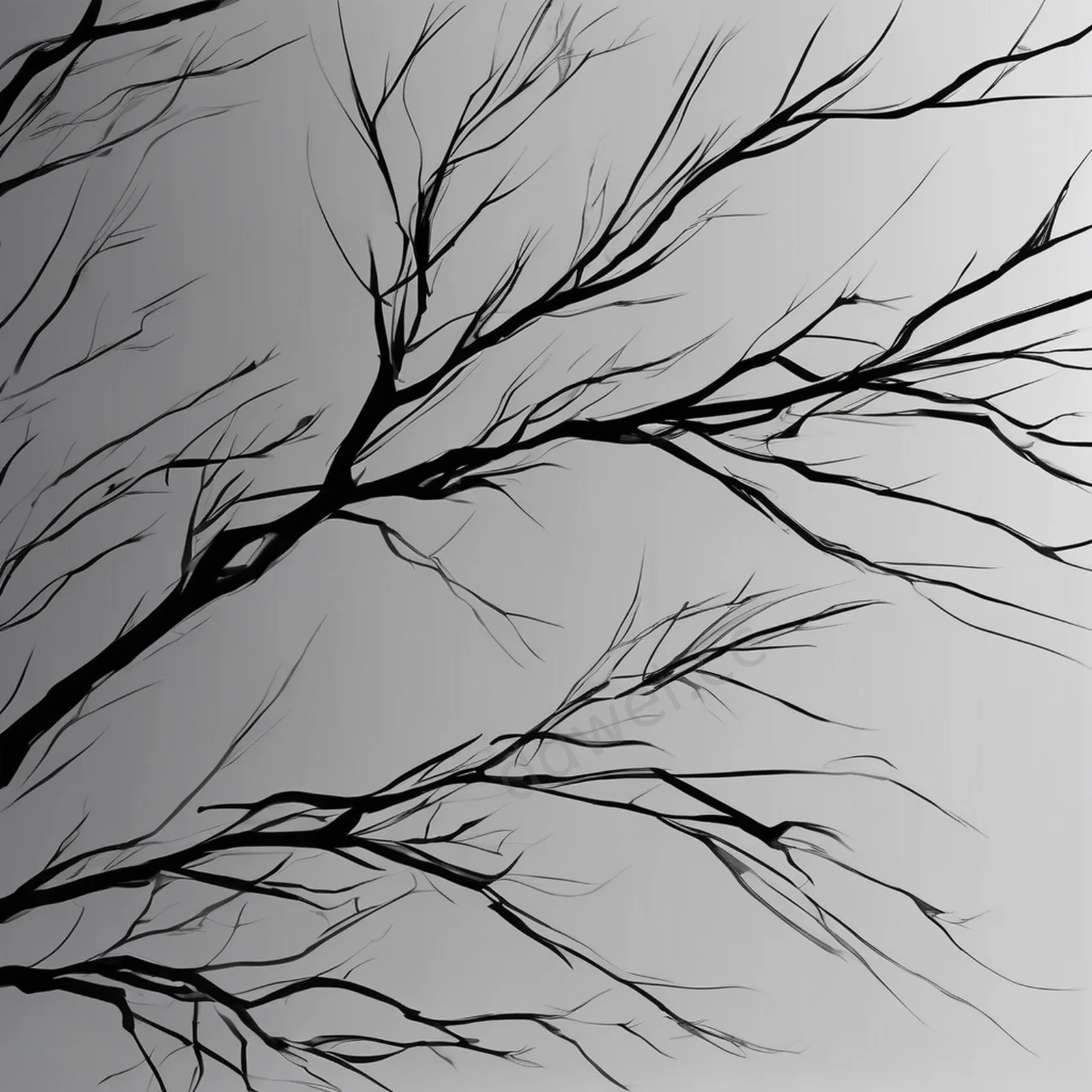 Gray Ink Bare Branches Minimalist Zen Art Background