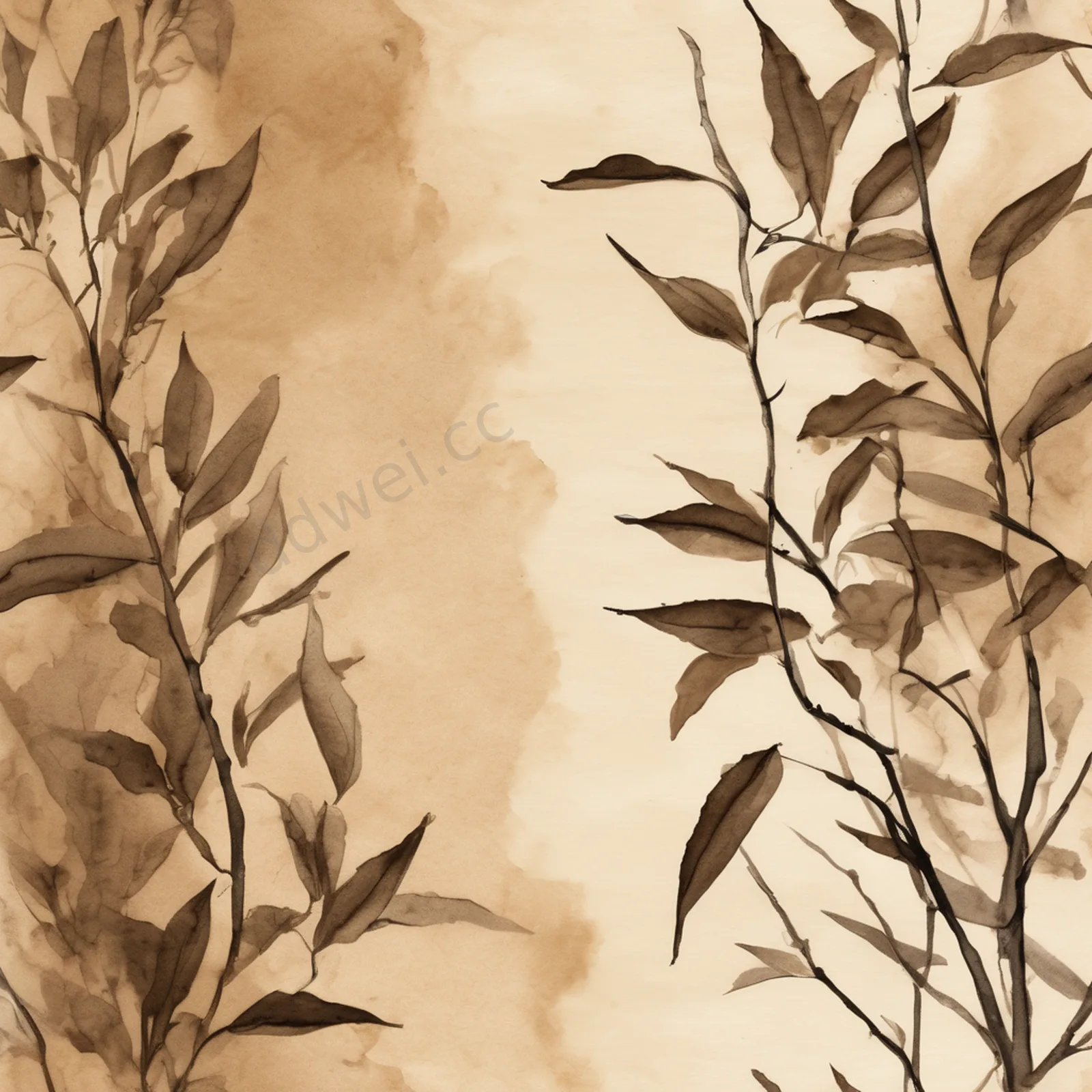 Tea Brown Ink Tea Branches Zen Beverage Background