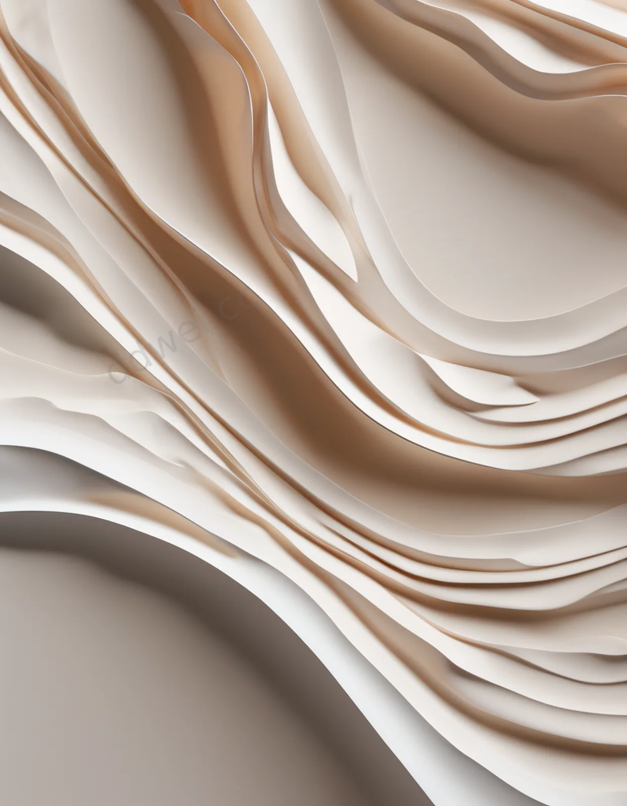 Nude and White Minimalist Wavy Shapes Smooth Resin Background