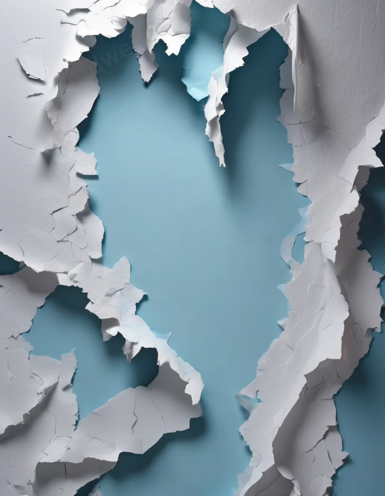 Fresh Light Blue and White Layered Ripped Paper Shadow Background