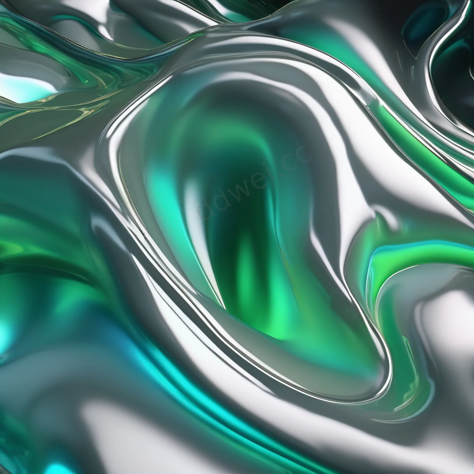 Cool Aurora Green Fluid Metal Minimalist Background