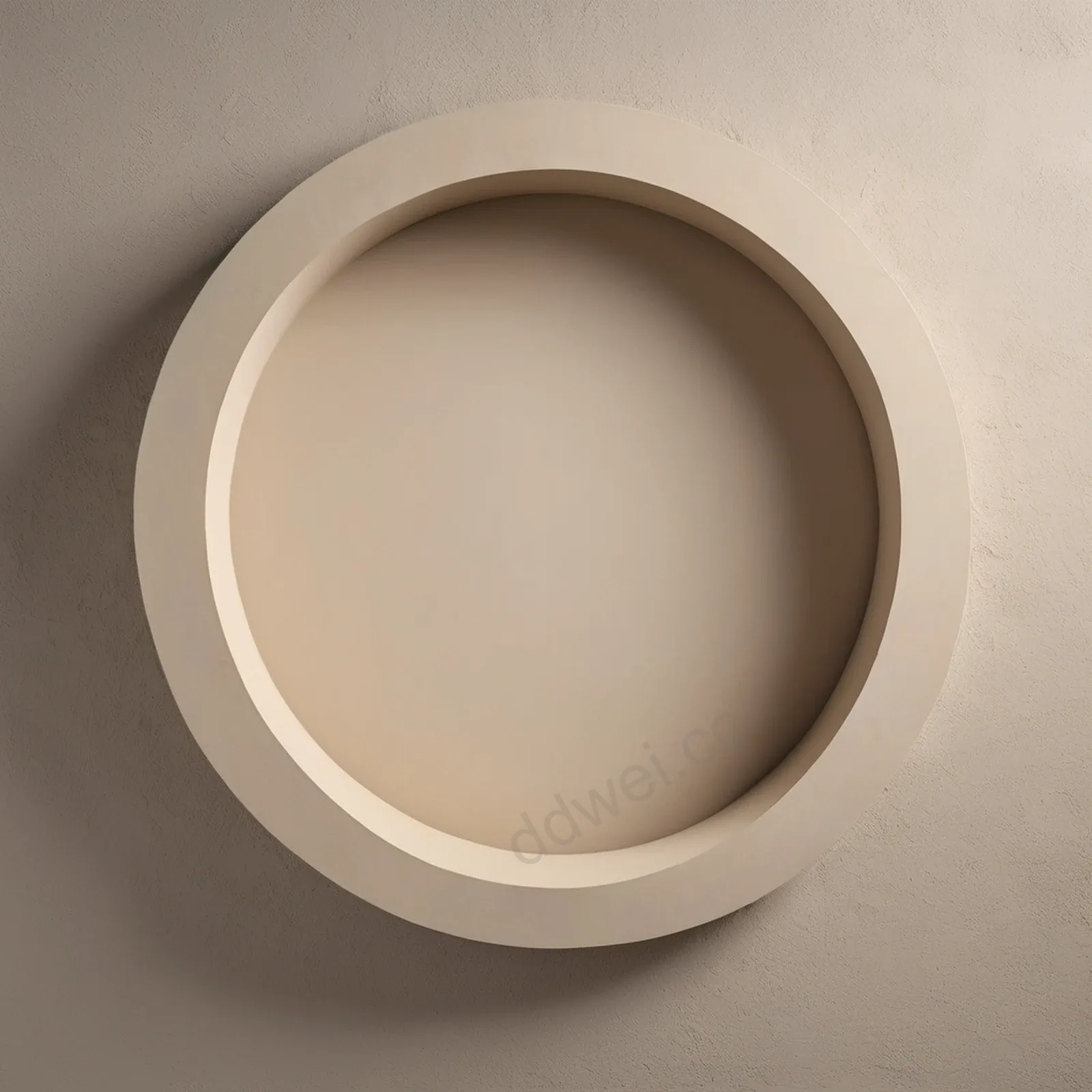 Oatmeal Colored Matte Plaster Circular Block Still Life Photography Background