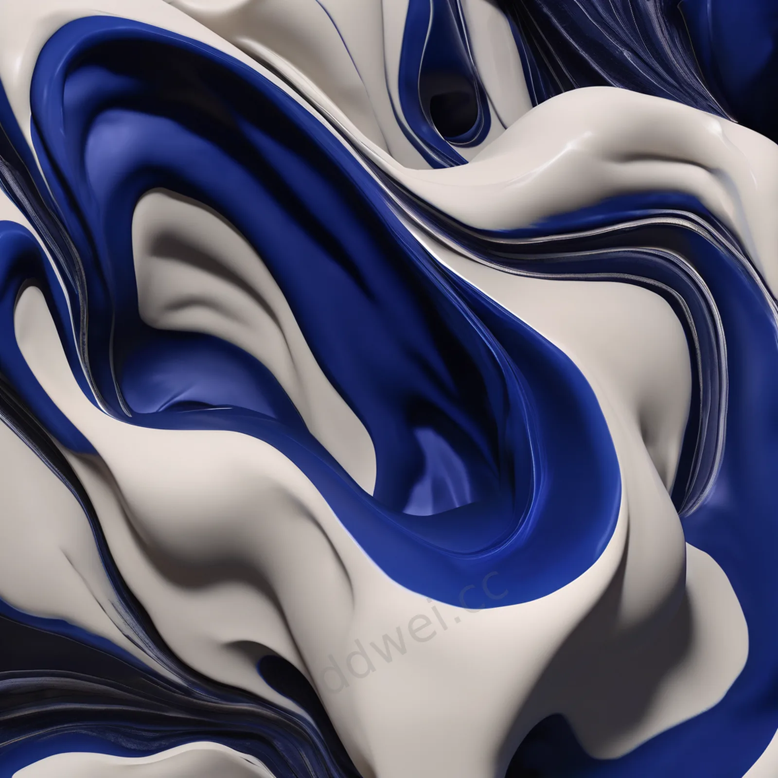 Deep Indigo Blue Rough Raw Ceramic Abstract Fluid Background with Top Negative Space