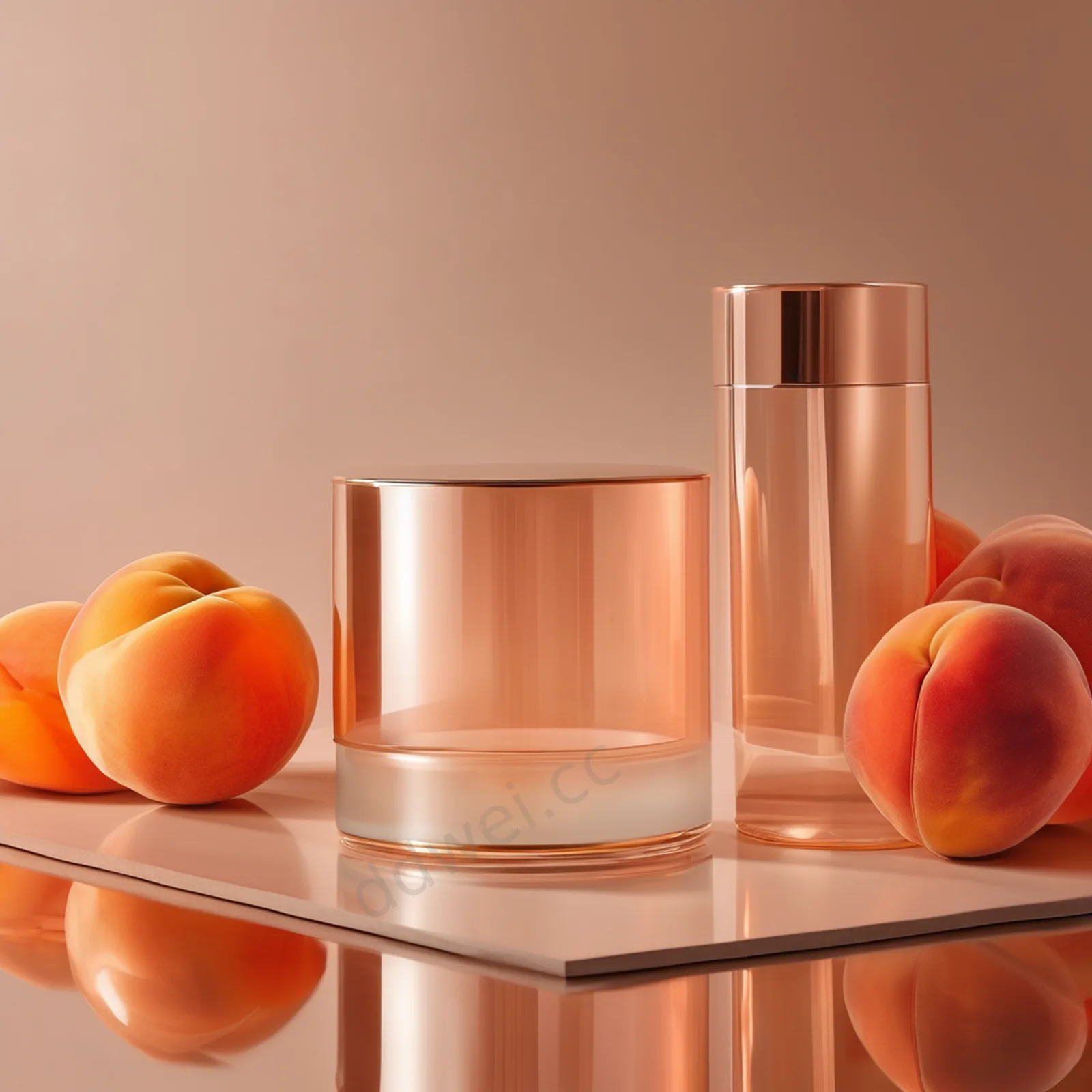 Warm Peach Water Reflection Acrylic Cylinder Podium Background