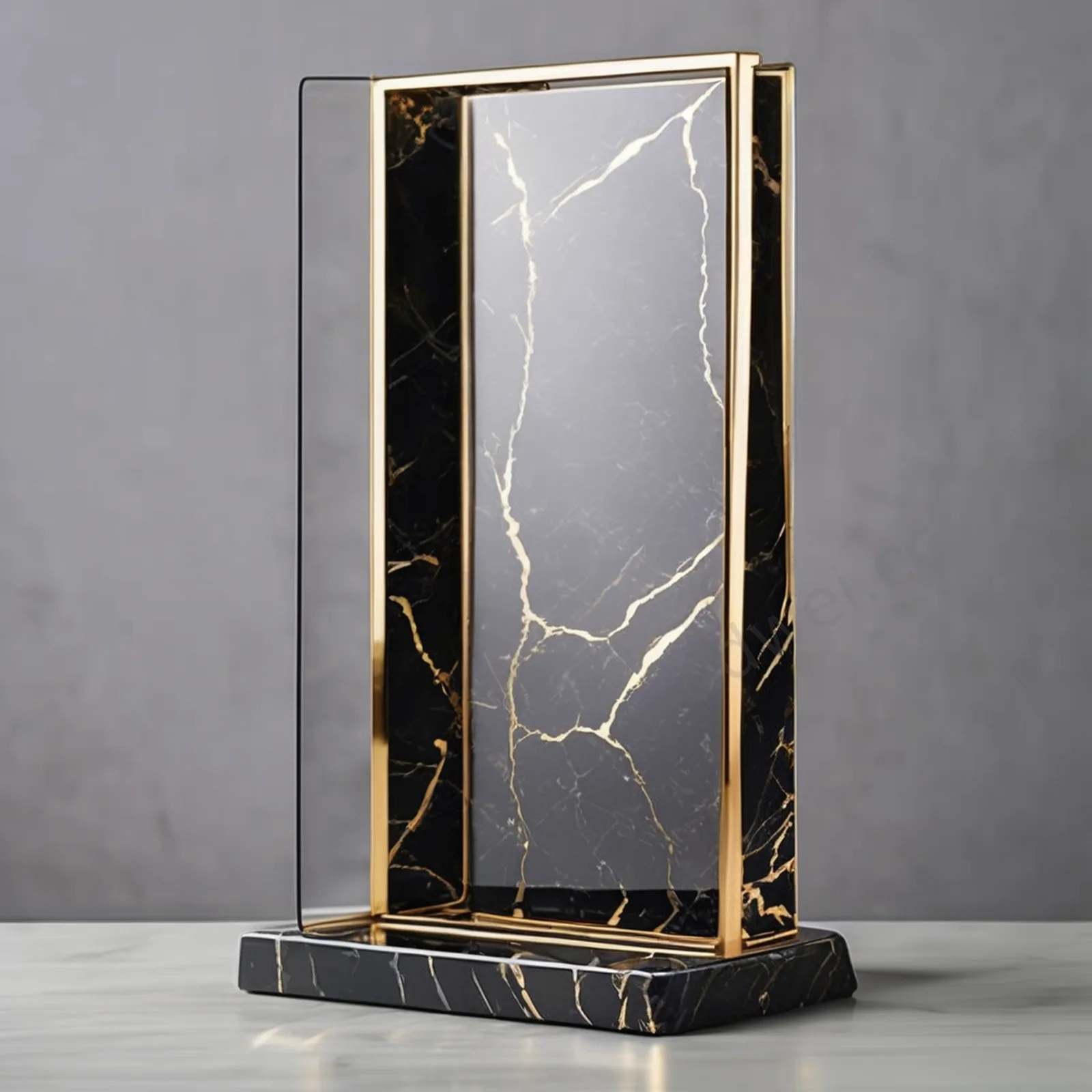 Black and Gold Marble Acrylic Podium Premium Anti-aging Background