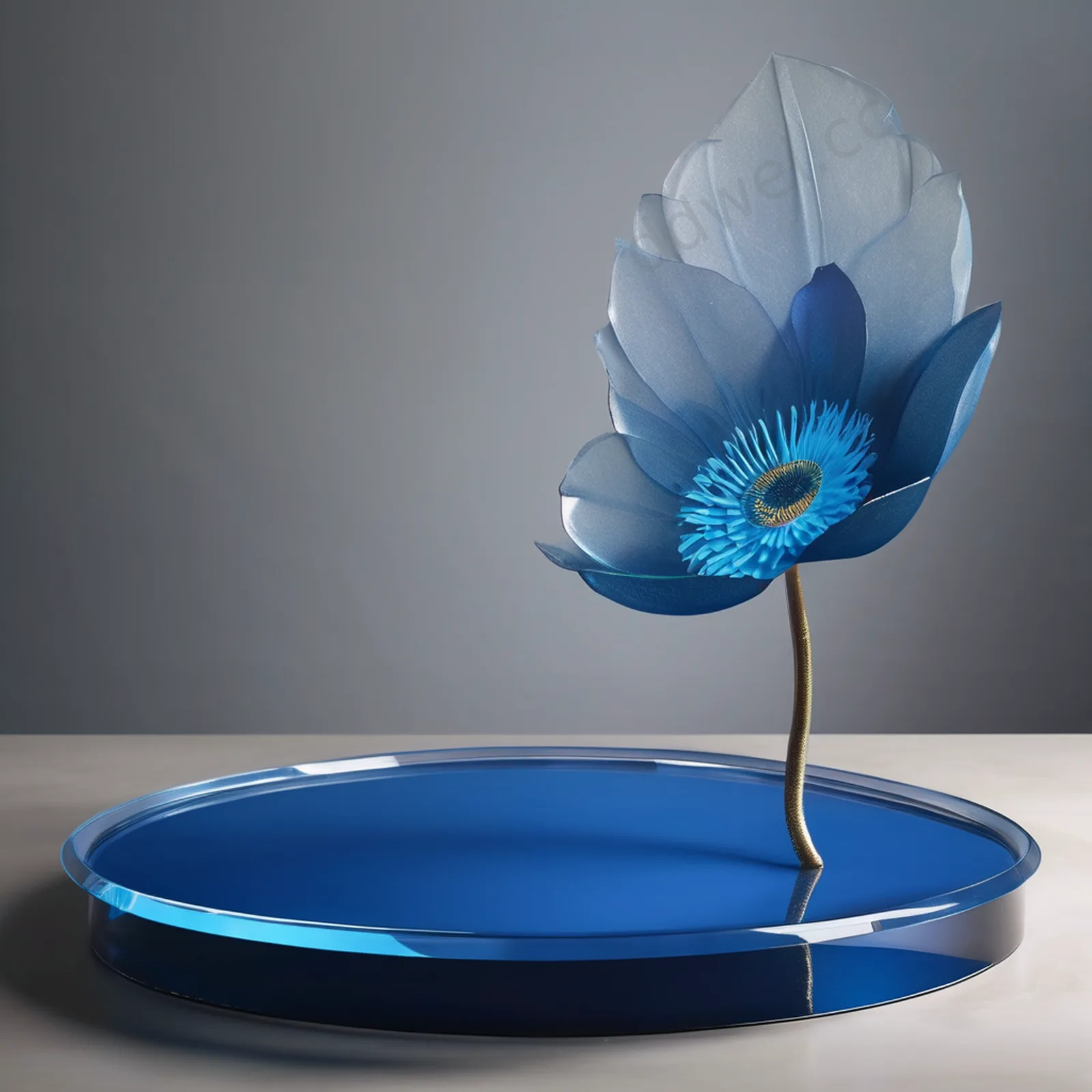 Peacock Blue Acrylic Lotus Petal Cosmetic Podium Background