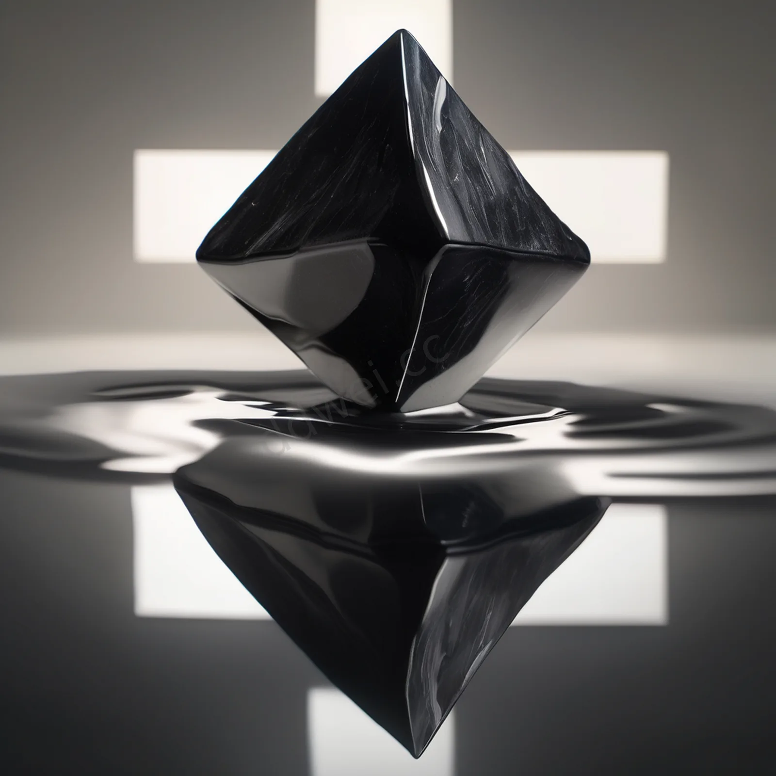 Charcoal Black Obsidian Water Reflection Men's Skincare Background