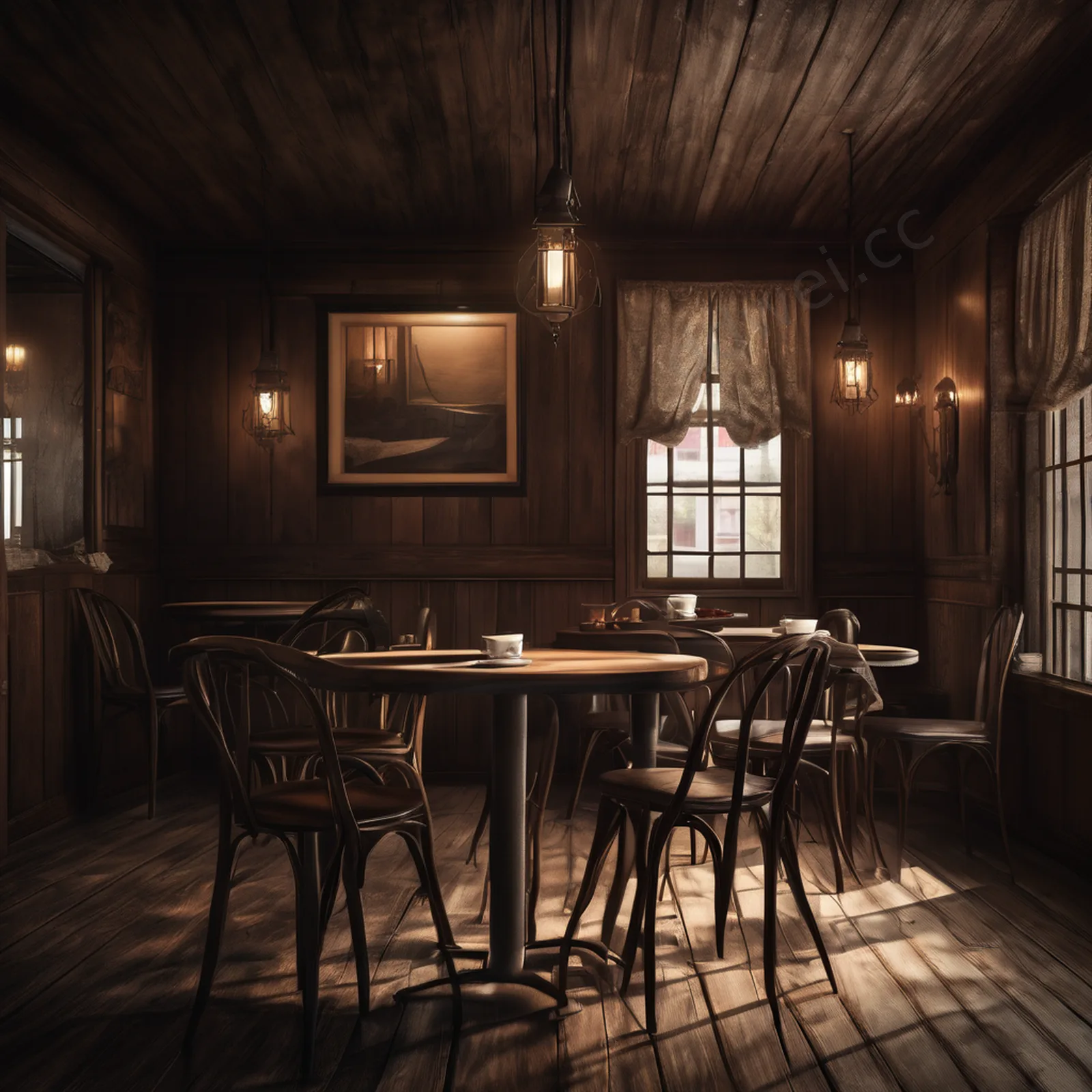 Vintage Dark Wood Table Moody Food Center Negative Space Background