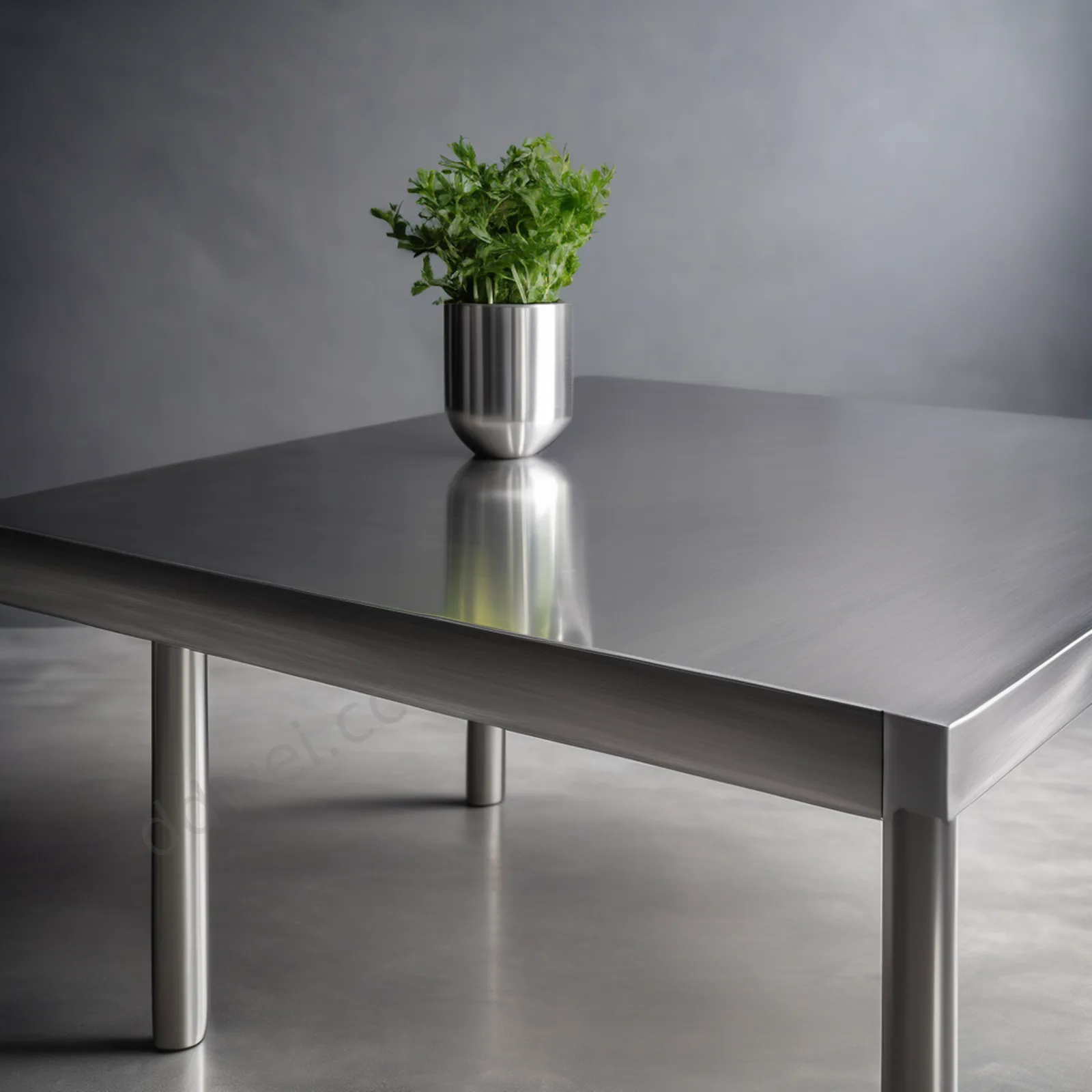 Silver Gray Brushed Stainless Steel Table Background with Foreground Negative Space