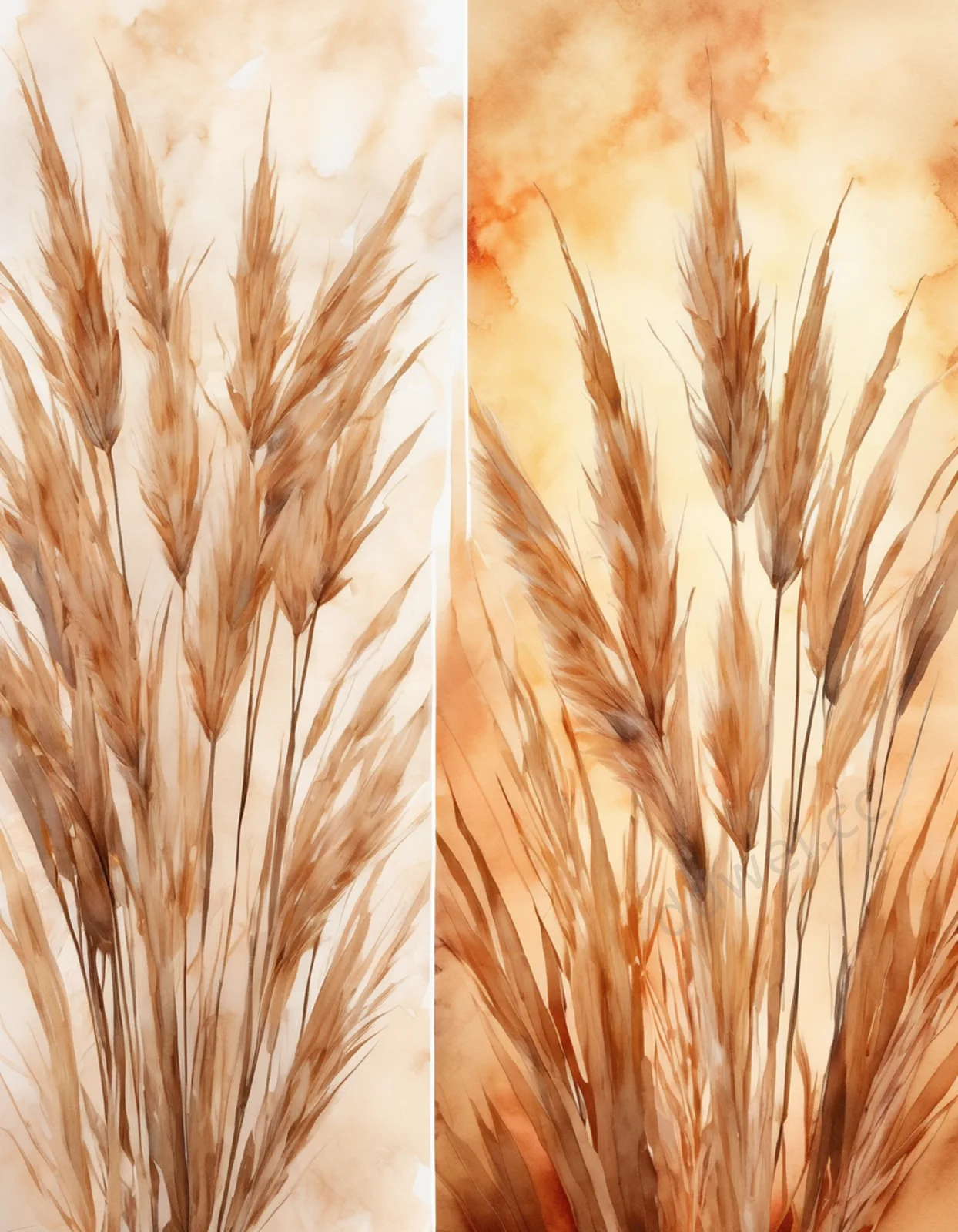 Caramel Dried Pampas Grass Warm Wedding Invitation Background