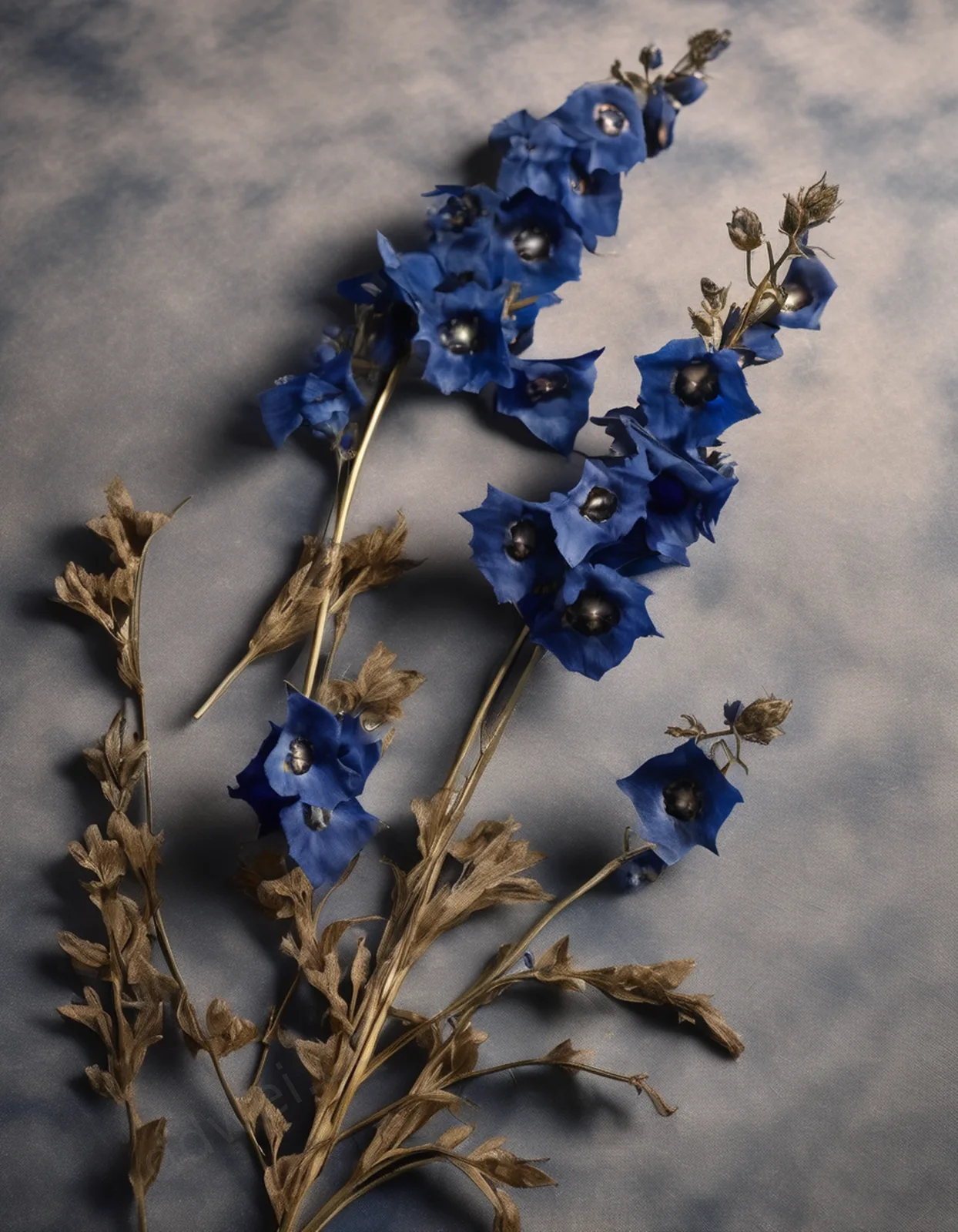 Navy Blue Dried Delphinium Luxurious Wedding Invitation Background