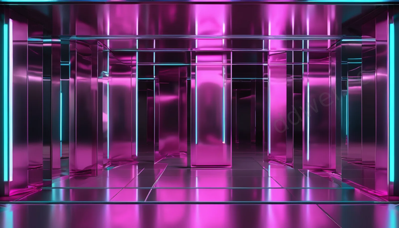 洋红青霓虹反射抛光金属科技背景