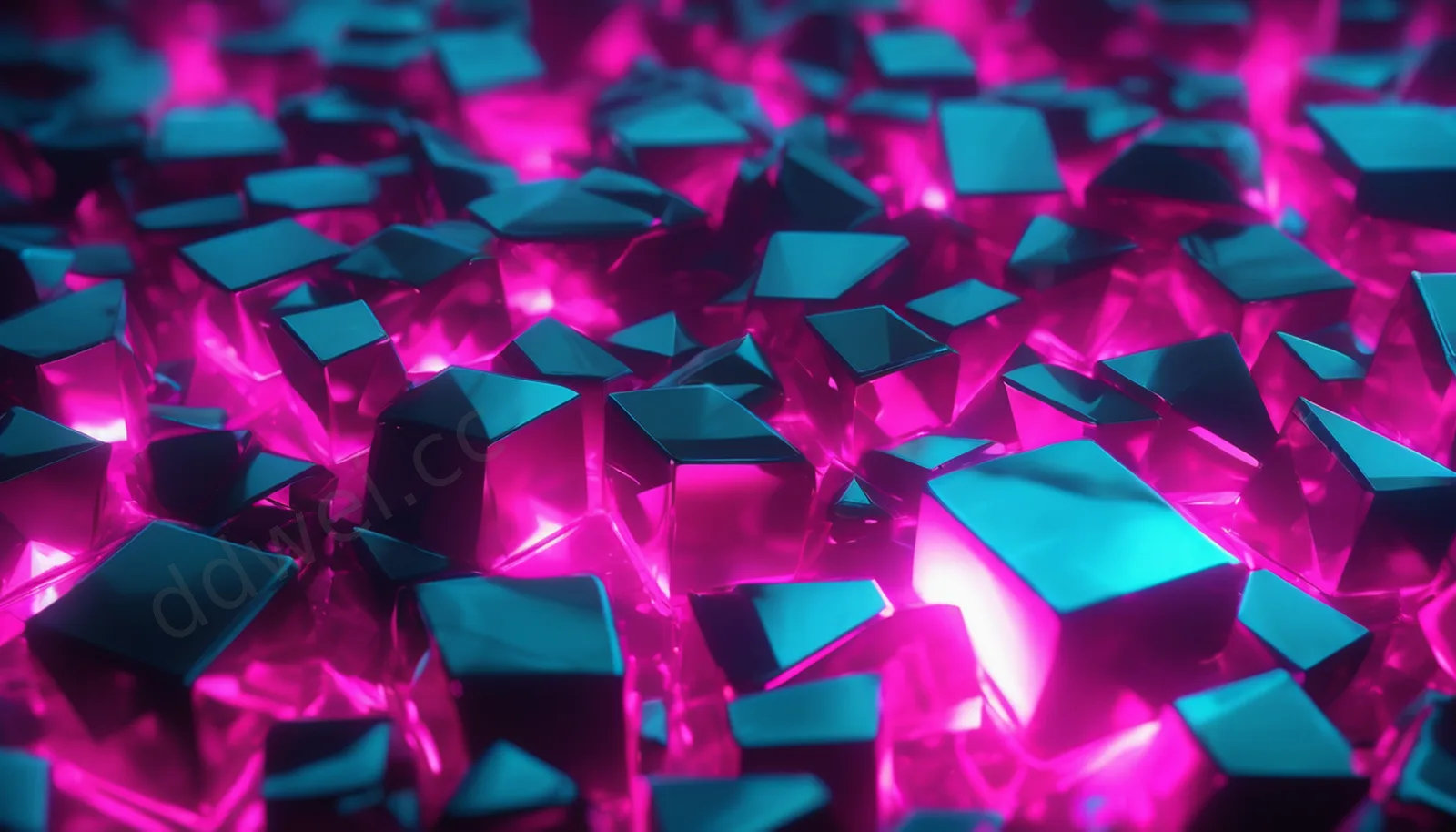 Cyan and Magenta Holographic Prism Fragments Tech Background
