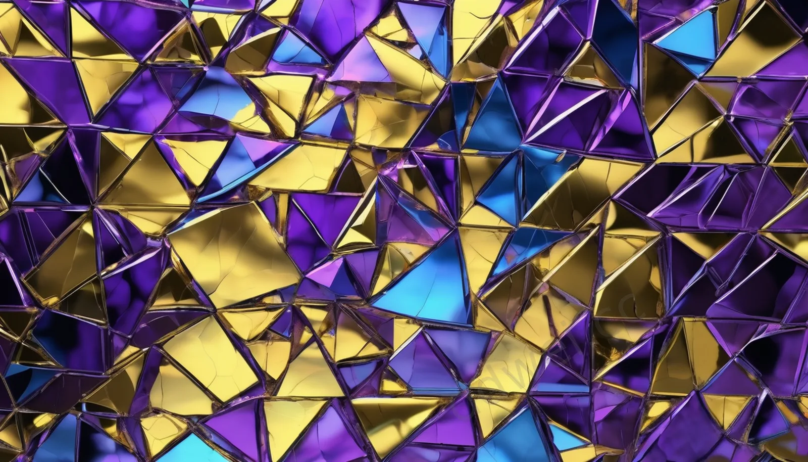 Purple-Blue and Golden Yellow Shattered Holographic Mirror Background