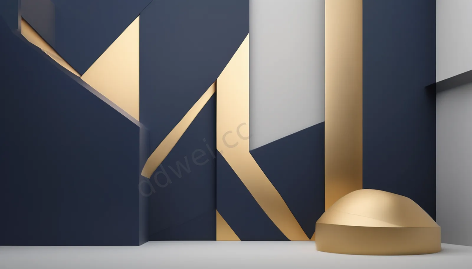 Navy Blue Matte Gold Minimalist Presentation Background