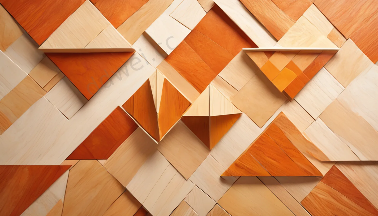 Amber Creamy White Wooden Tangram Minimalist PPT Background