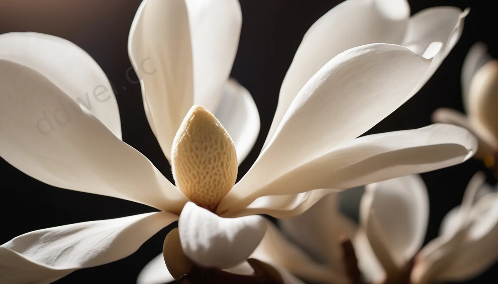 Macro Backlit White Magnolia Petals Background