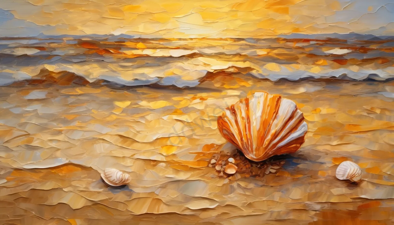Impasto Oil Painting Summer Beach Background