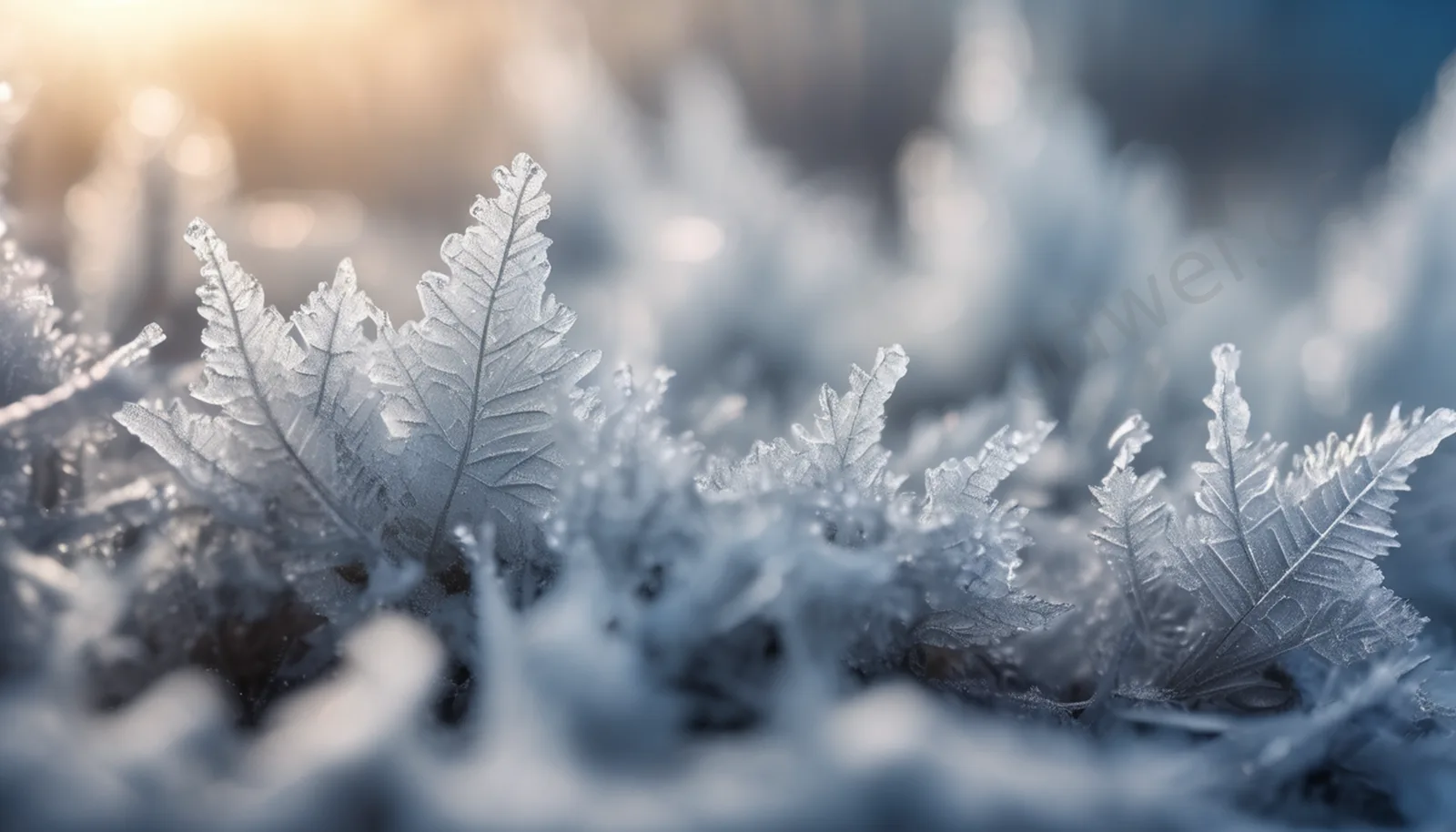 Cool Warm Contrast Winter Window Frost Crystals Close-up Background