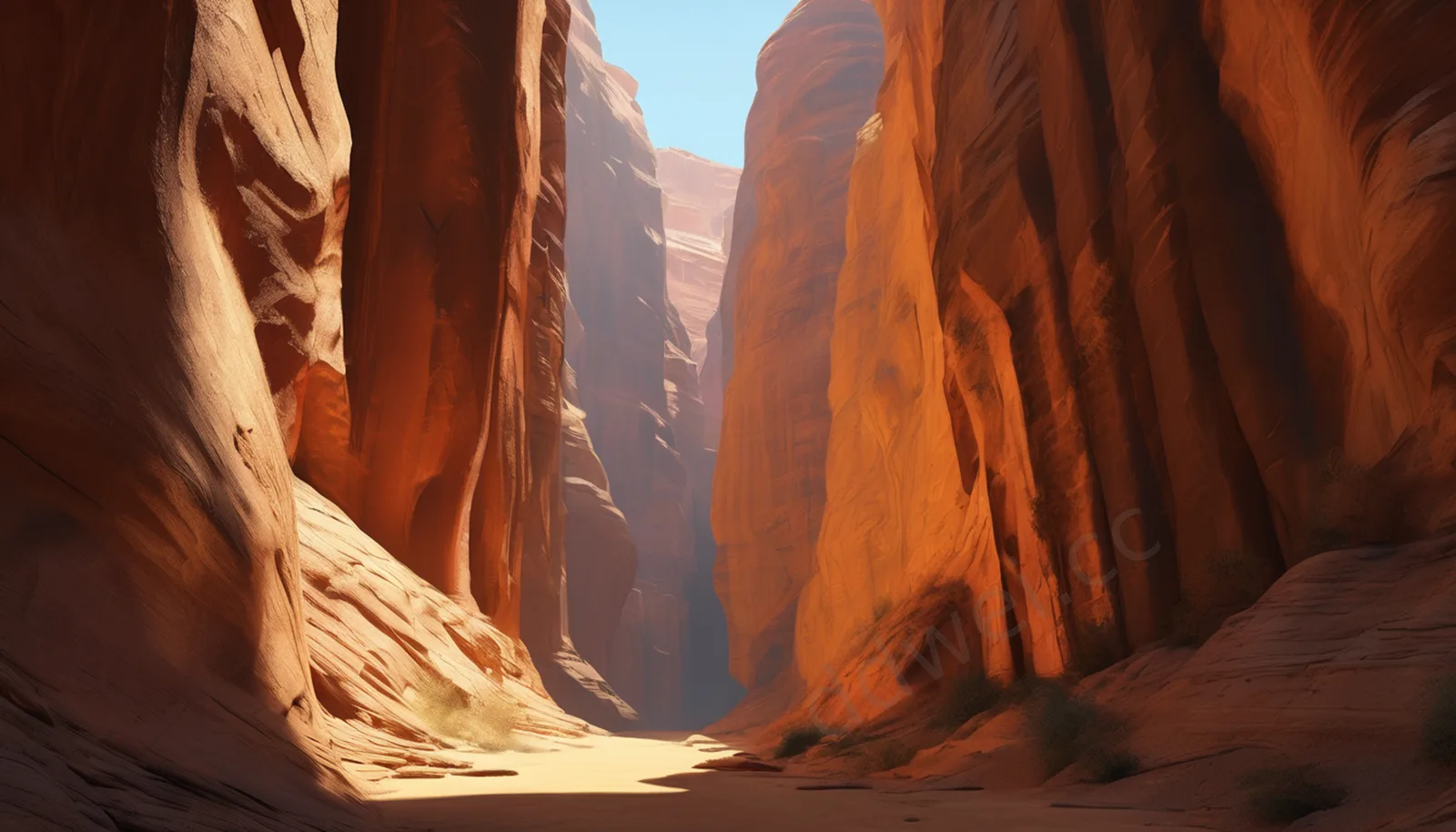 Ochre Canyon Light Beam Desktop Wallpaper