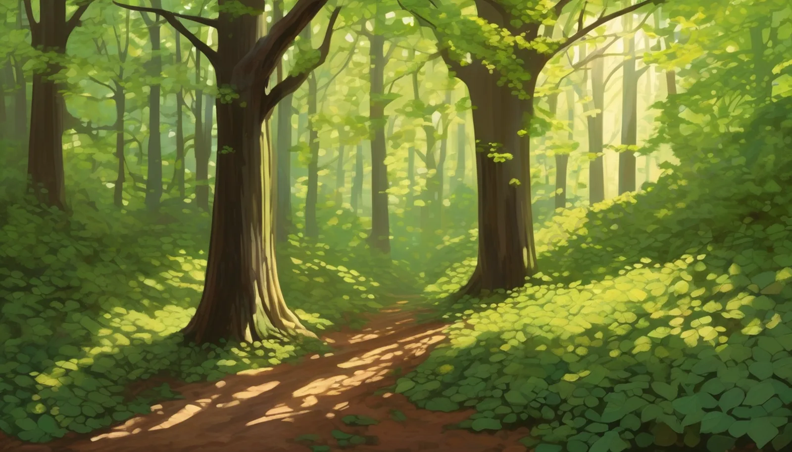 Tender Green Spring Forest Dappled Light Wallpaper