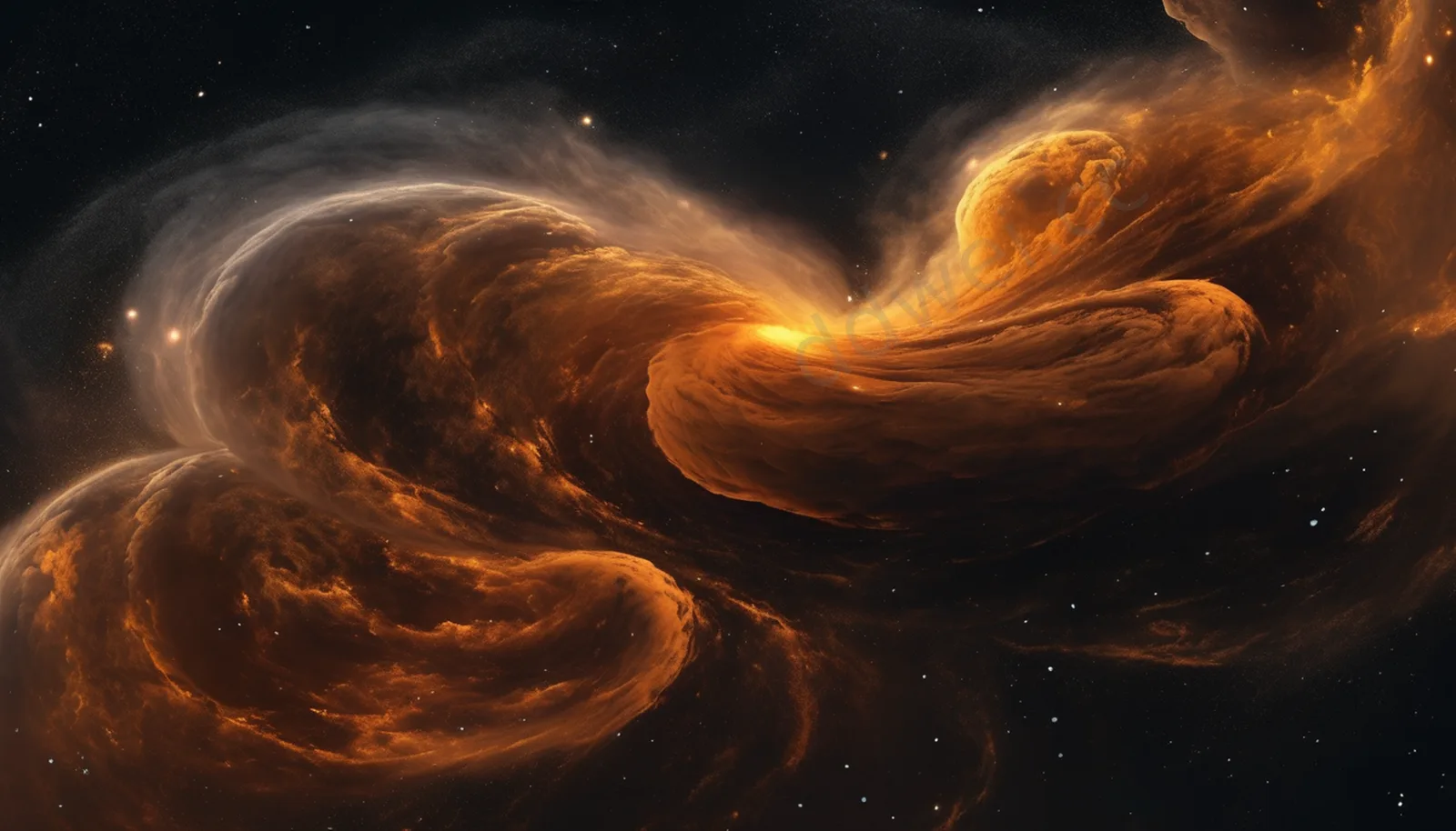 琥珀色星尘漩涡深邃太空壁纸