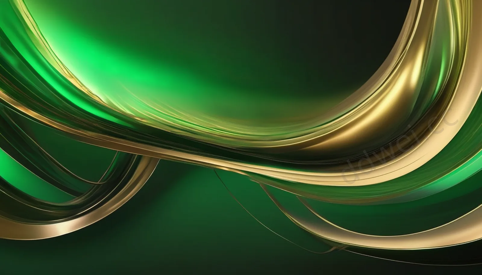 Emerald Green and Dark Gold Wavy Aurora Elegant Wallpaper